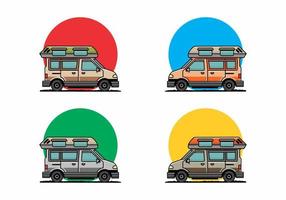 Van camper illustration badge design vector