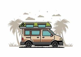 Van camper illustration badge design vector