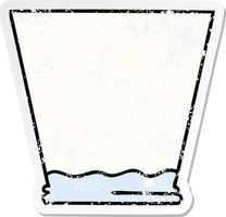 distressed sticker of a quirky hand drawn cartoon drinks tumbler vector