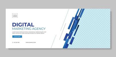 Digital Marketing Business Horizontal Banner with Space for Photo. Corporate Web Banner Template With Geometric Decoration for Social Media Post. Vector Illustration