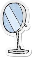 retro distressed sticker of a cartoon bathroom mirror vector