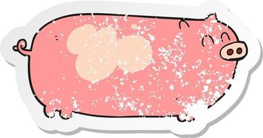 retro distressed sticker of a cartoon pig vector