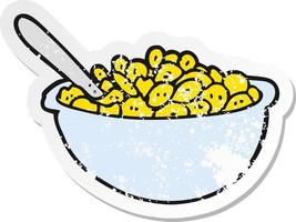 retro distressed sticker of a cartoon bowl of cereal vector