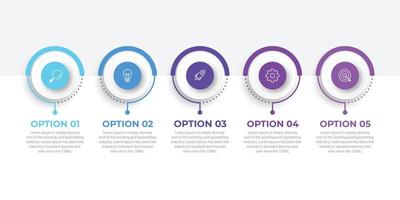 Presentación plantilla de infografía empresarial con 5 opciones. vector