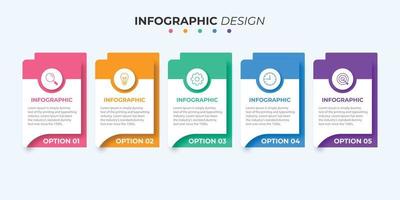 Presentación plantilla de infografía empresarial con 5 opciones. vector