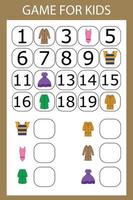 Math educational game for kids. Fill in the line, write the missing numbers vector