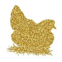 gallina de brillo dorado sobre fondo blanco. silueta de garabato dibujada a mano vector