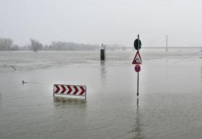 Extreme weather - Flooded parking lot in Dusseldorf, Germany photo