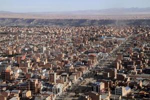 Aerial View of the red buildings in El Alto and La Paz, Bolivia photo