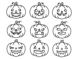 vector de ilustración de conjunto de halloween de calabaza con paquete de calabazas de dibujos animados