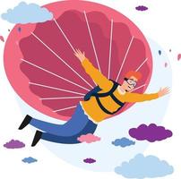 Man with parachute vector