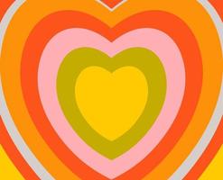 Vector background in y2k style with bright orange and pink hearts. Abstract groovy style background for advertising design.