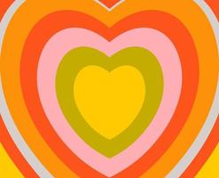 Vector background in y2k style with bright orange and pink hearts. Abstract groovy style background for advertising design.