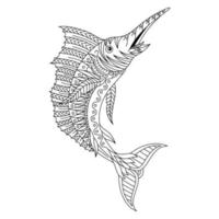 arte de línea de pez marlin vector