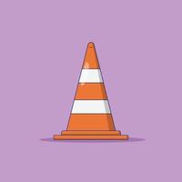 Traffic Cone Vector Icon Illustration with Outline for Design Element, Clip Art, Web, Landing page, Sticker, Banner. Flat Cartoon Style