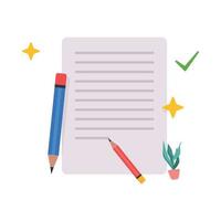 Checked document with pencil concept illustration. vector