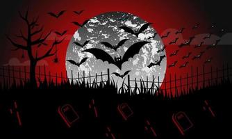 halloween night background with bat and spider man elements vector