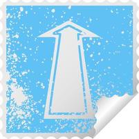 quirky distressed square peeling sticker symbol arrow vector