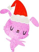 dibujos animados retro de navidad de conejo kawaii vector