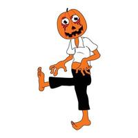 cute pumpkin zombie cartoon illustration vector