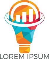 Bulb lamp with arrow logo design. Marketing Logo with Bulb. Innovation idea symbol logo template. vector