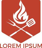 Barbecue logo design. Fresh Steak logo design. Steak and Barbecue Grill icon. vector