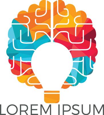 Bulb and brain logo design. Creative light bulb idea brain vector icon.