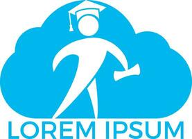 Student and cloud logo design. E-learning concept template. vector