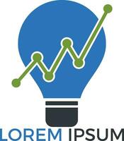 Bulb lamp financial logo design. Bar chart marketing symbol. innovation idea. vector