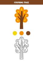 Color autumn tree. Worksheet for kids. vector