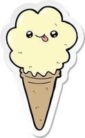 sticker of a cartoon ice cream vector