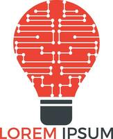 Bulb lamp and networking technology logo design. Innovation idea tech symbol. vector