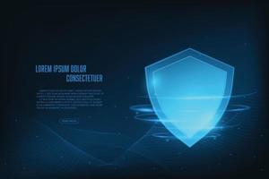 Vector shield with glowing effect. Security data concept. Technology abstract background.