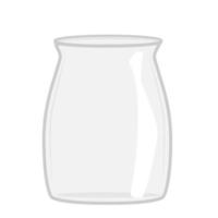 Empty open glass jar isolated on white background. Vector illustration.