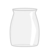 Empty open glass jar isolated on white background. Vector illustration.