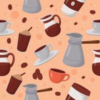 Seamless Pattern Background with Coffee Elements vector