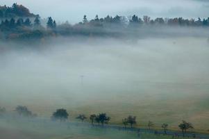 hilly landscape with fog photo