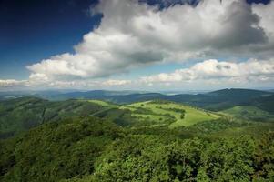 a hilly wooded landscape photo