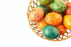 Easter eggs in basket photo