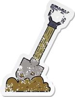 distressed sticker of a cartoon shovel vector