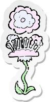 retro distressed sticker of a cartoon flower vector