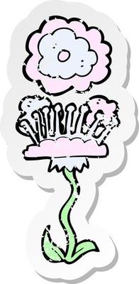 retro distressed sticker of a cartoon flower