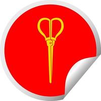 quirky circular peeling sticker cartoon scissors vector