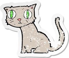 retro distressed sticker of a cartoon cat vector