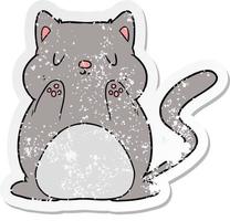 distressed sticker of a cartoon cat vector