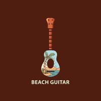 Guitar-style tropical paradise illustration. for printing and other uses vector