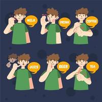 American Sign Language for Types of Drinks vector