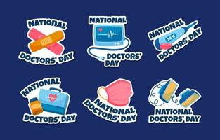 paquete de pegatinas del día nacional del médico vector