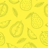 patrón sin costuras de fruta durian dibujado a mano en estilo garabato. papel de regalo, fondo, papel pintado, textil vector