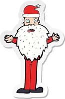 sticker of a cartoon worried santa claus vector